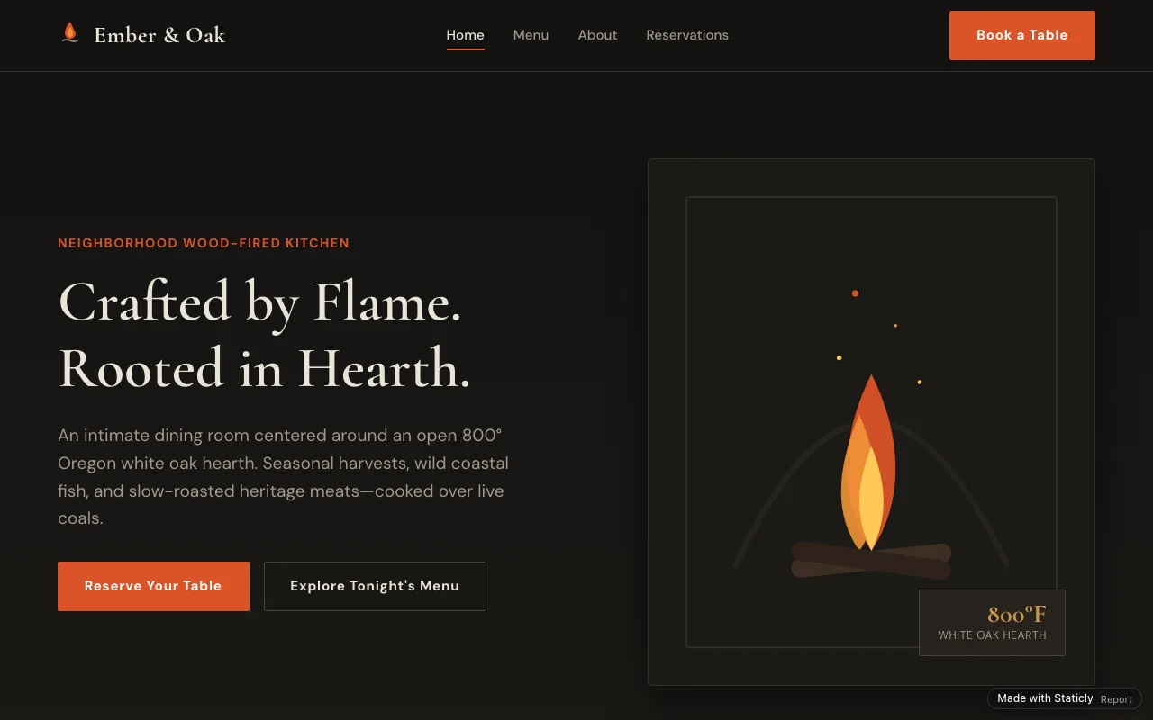 Ember & Oak Restaurant template preview